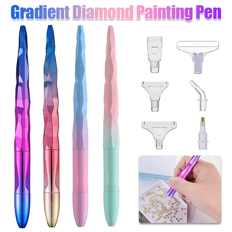 Art Craft Kits - グラデーションダイヤモンドペイントペンセット、6つのペンチップ付き、DIYアートクラフトアクセサリー、絵画愛好家のためのクリスマスギフト