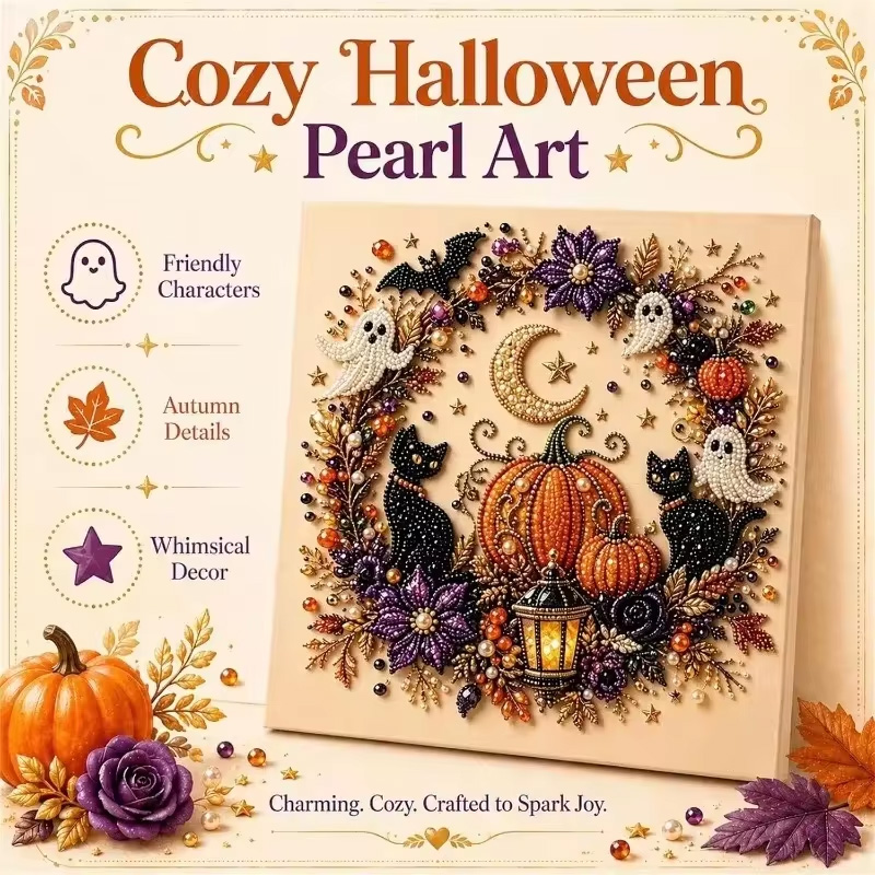 Art Craft Animals - @ハロウィン ゴーストパールアートキット 大人用 DIYパールペイントクラフトキット 初心者向け ハロウィンパールダイヤモンドアート