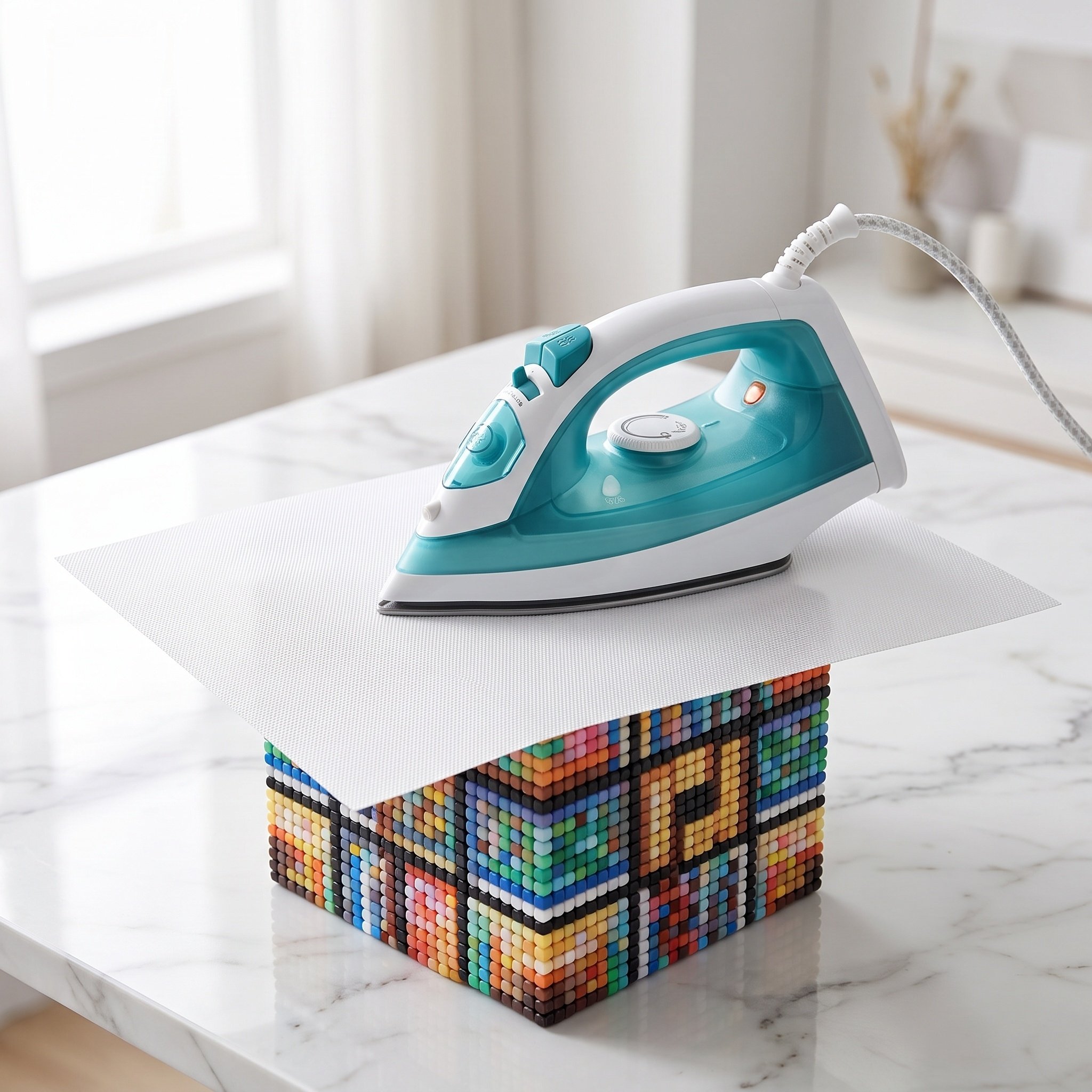 Art Craft Paper - 5枚入りヒューズビーズアイロンペーパー、テクスチャード加工のノンスティック耐熱マット、ビーズアートクラフトツール用再利用可能なアイロンシート
