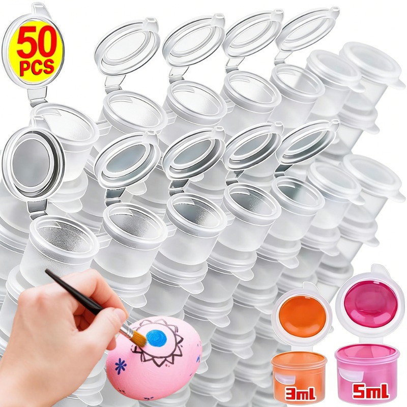 Art And Craft With Paint - 10/30/50個入り 空のペイントポット ミニペイント収納カップ 蓋付き 5ml/0.17オンス プラスチック製ペイント容器