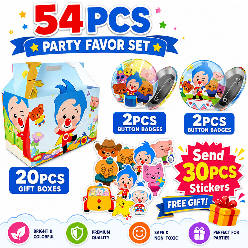 Art Craft Easter - クラウン漫画柄ペーパーボックス ブローチ ステッカーセット パーティー用品 誕生日デコレーション カード作成