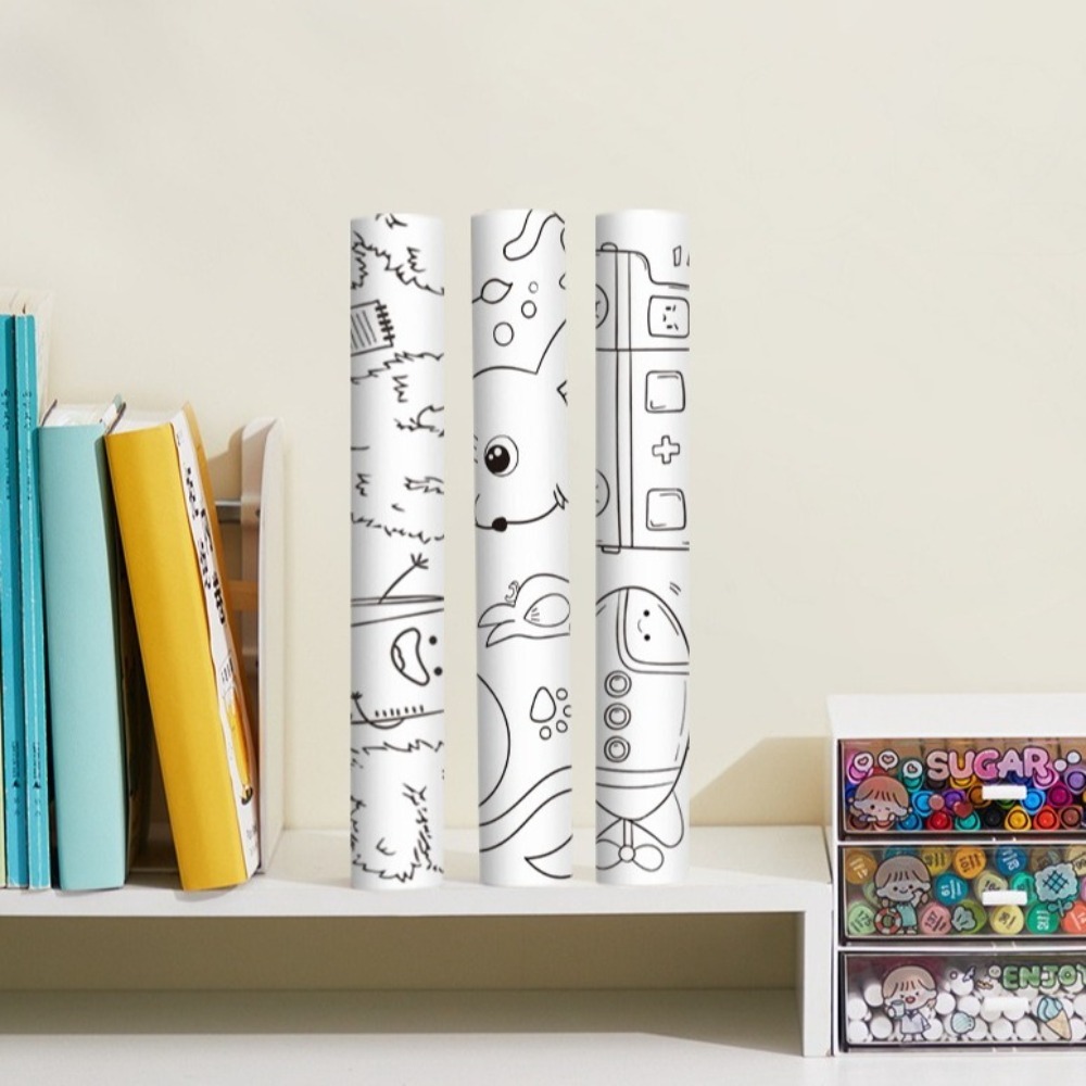 Art Craft Books - 楽しい3mペイント落書きスクロールDIYカラー塗り絵ロールホームクラフトペーパーカットアートペイントスケッチブック