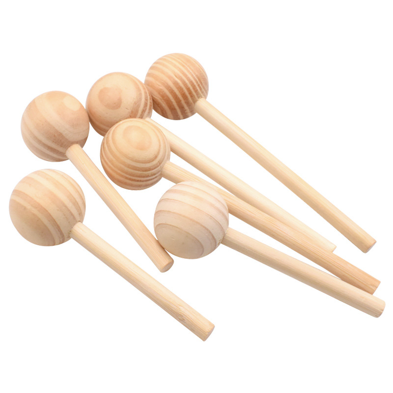 Art Craft Stick - 5個/ロット 未完成の木製ロリポップ、ボール付きの滑らかな木製キャンディスティック、DIYクラフトアートプロジェクト、家の装飾、誕生日パーティー用