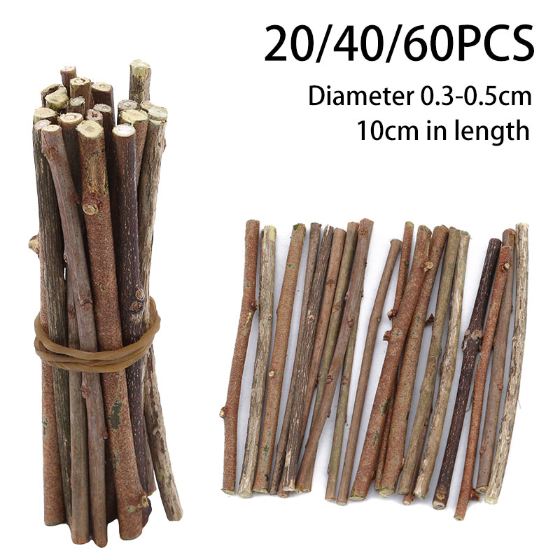 Art Craft Stick - 20/40/60本 クラフト用木製スティック 木製ログスティック ナチュラルミニ小枝スティック 写真小道具 DIYクラフト