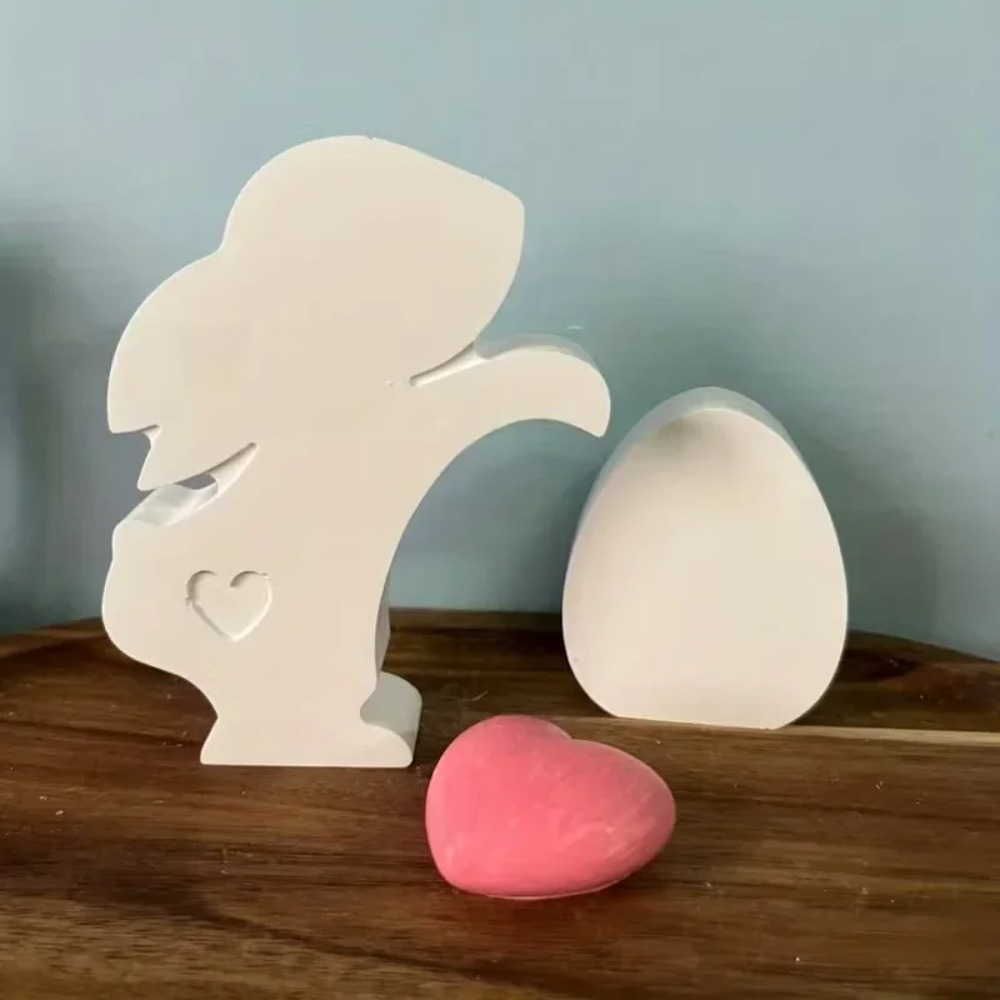 Art Craft Rabbit - 最高品質のイースターハートテールウサギコンクリート型セメント石膏シリコンクラフトアート樹脂装飾ハッピーイースターウサギ