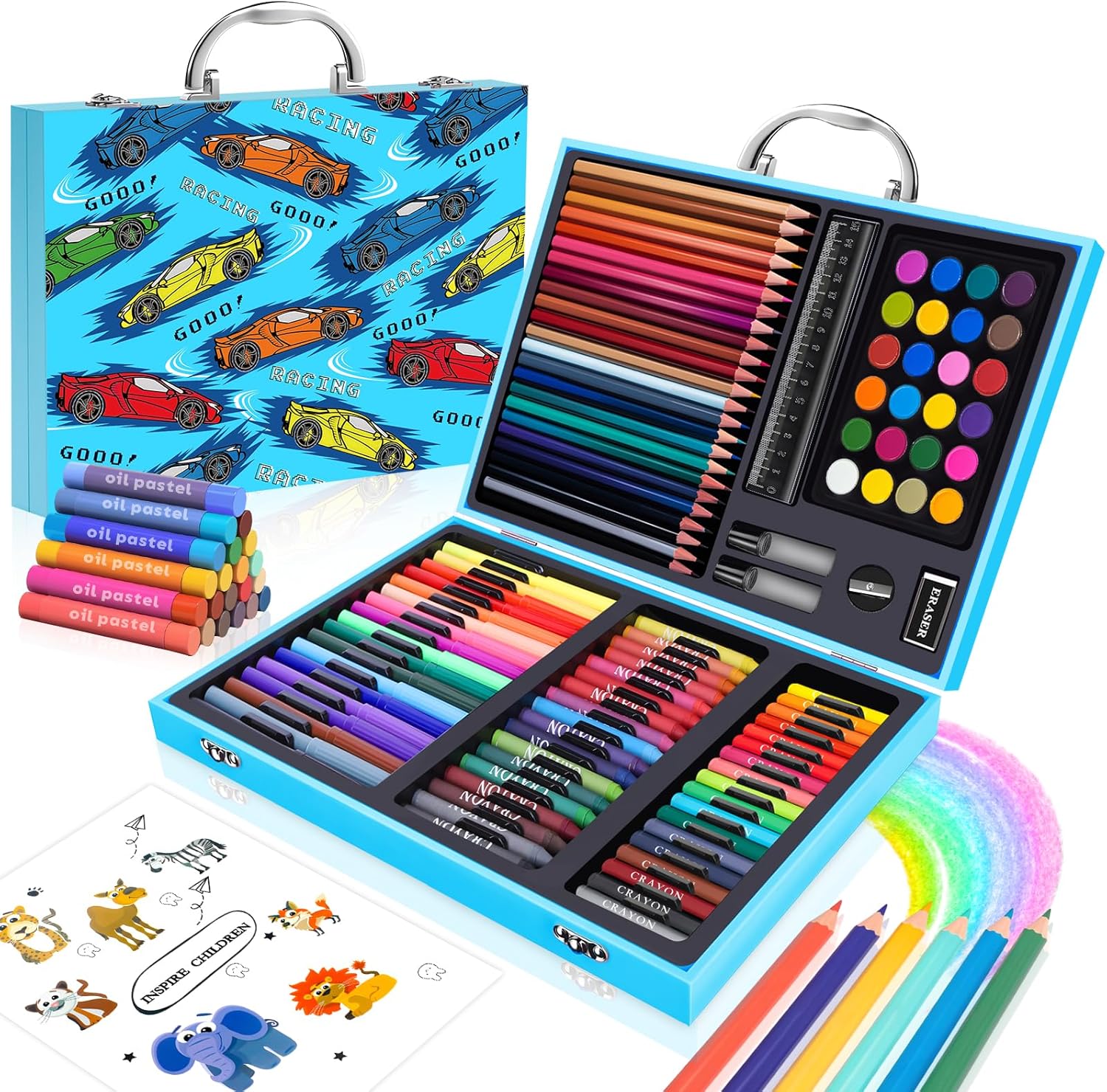 Illustration Marker Set - 110個入りアート＆クラフト用品セット、塗り絵ペンセット、マーカー/クレヨン/色鉛筆/オイルパステル/水彩絵の具入り