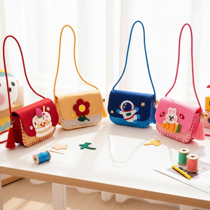 Art Craft Toys - 子供用フェルトバッグ製作キット DIYソーイングおもちゃ アートクラフト クロスボディバッグ 幼稚園教室活動用