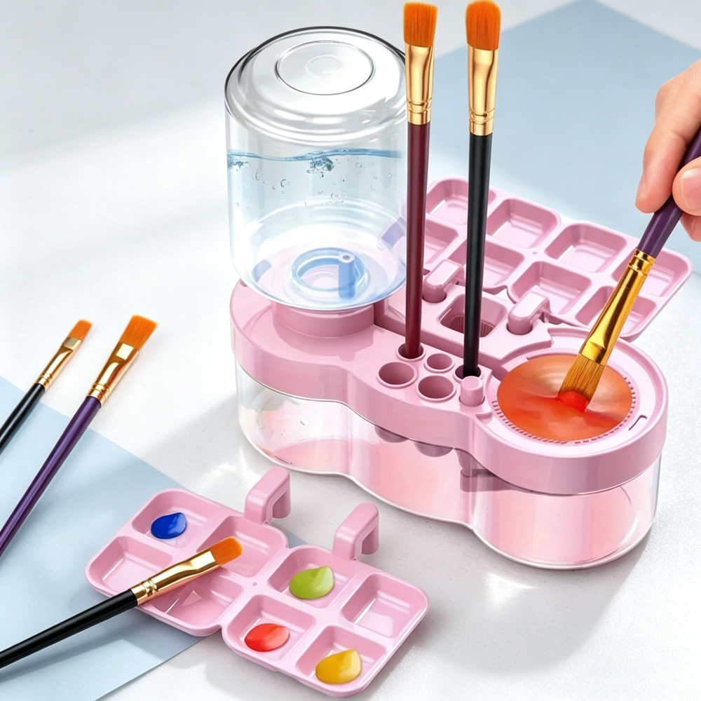 Art And Craft With Paint - ペイントブラシウォッシャー 多機能ポータブルアーティストクリーナーツール パレットペンスロット付き アクリル水彩画アートクラフト用