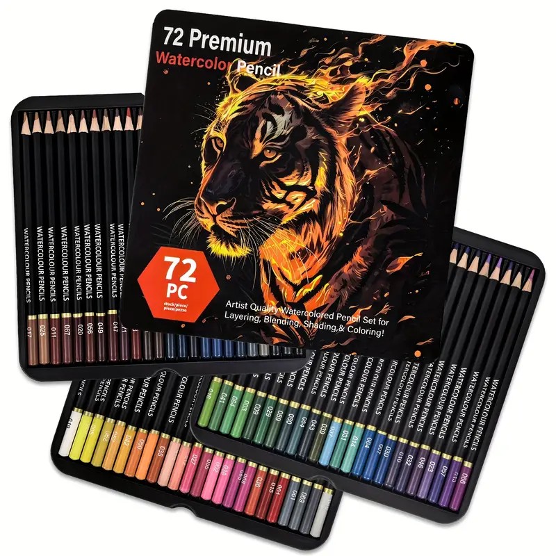 Colored Pencil Professional - Brutfuner 72 水彩色鉛筆 - 大人向けの鮮やかなアートセット、プロフェッショナル品質、湿式または乾式のブレンド効果に最適