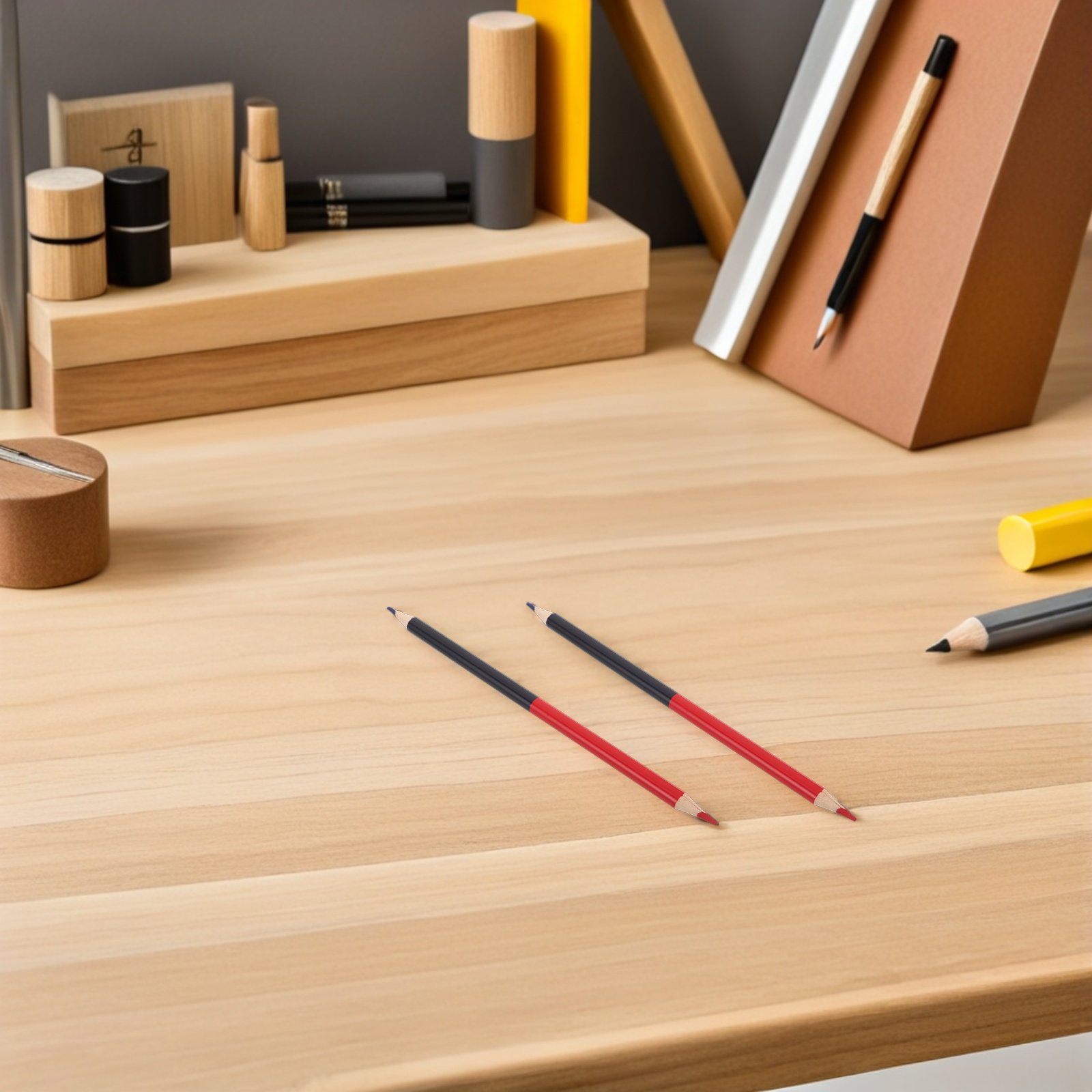 Colored Pencil Professional - 12本入り赤青消せるマーキングペンシル、木工、建築、測定、スケッチ、グレーディング用のプロ用大工ペンシル