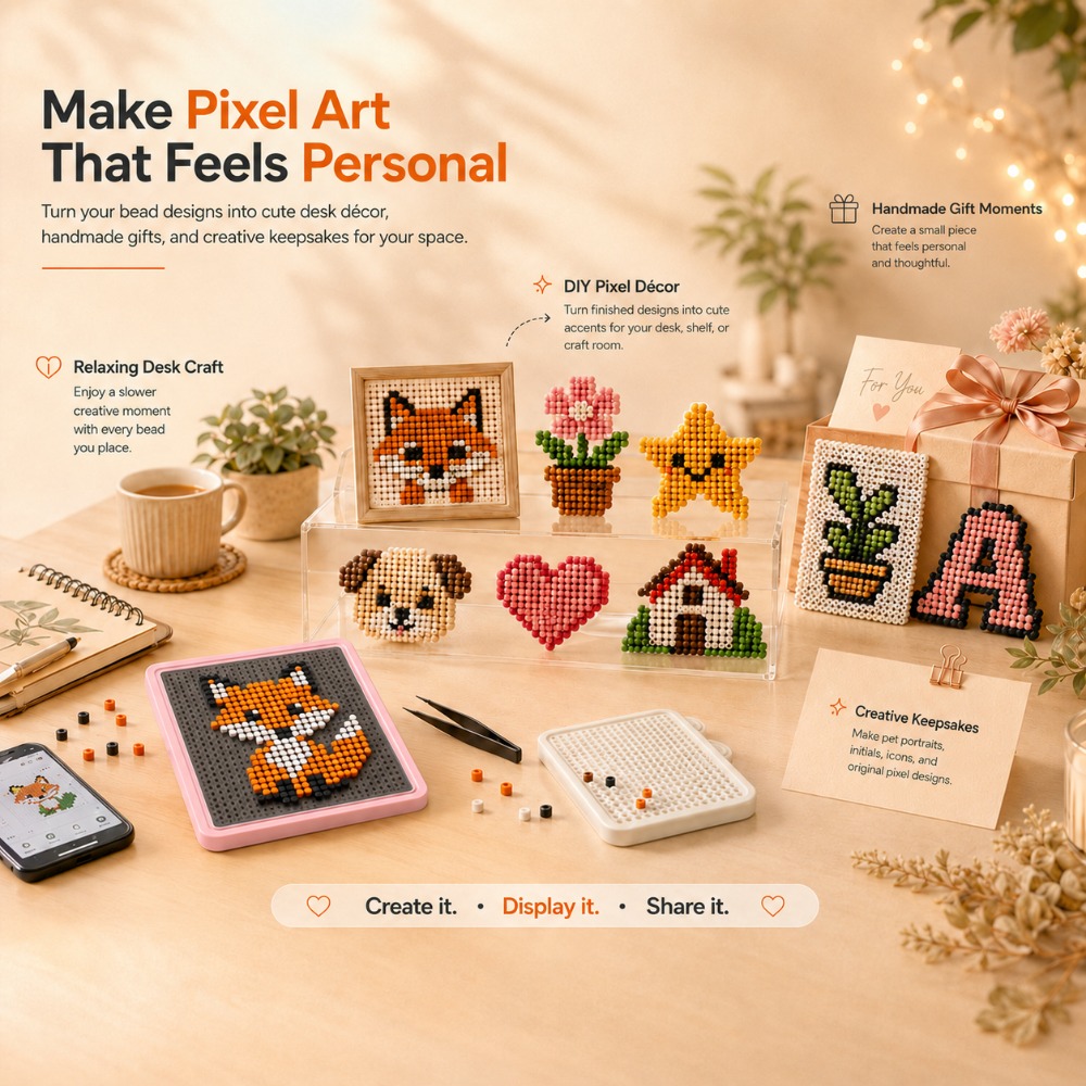 Art Craft Us - LEDスマートヒューズビーズペグボード、アプリでガイド付きパターンライトボード、アート＆クラフト用、DIYピクセルおもちゃ誕生日ギフトセット