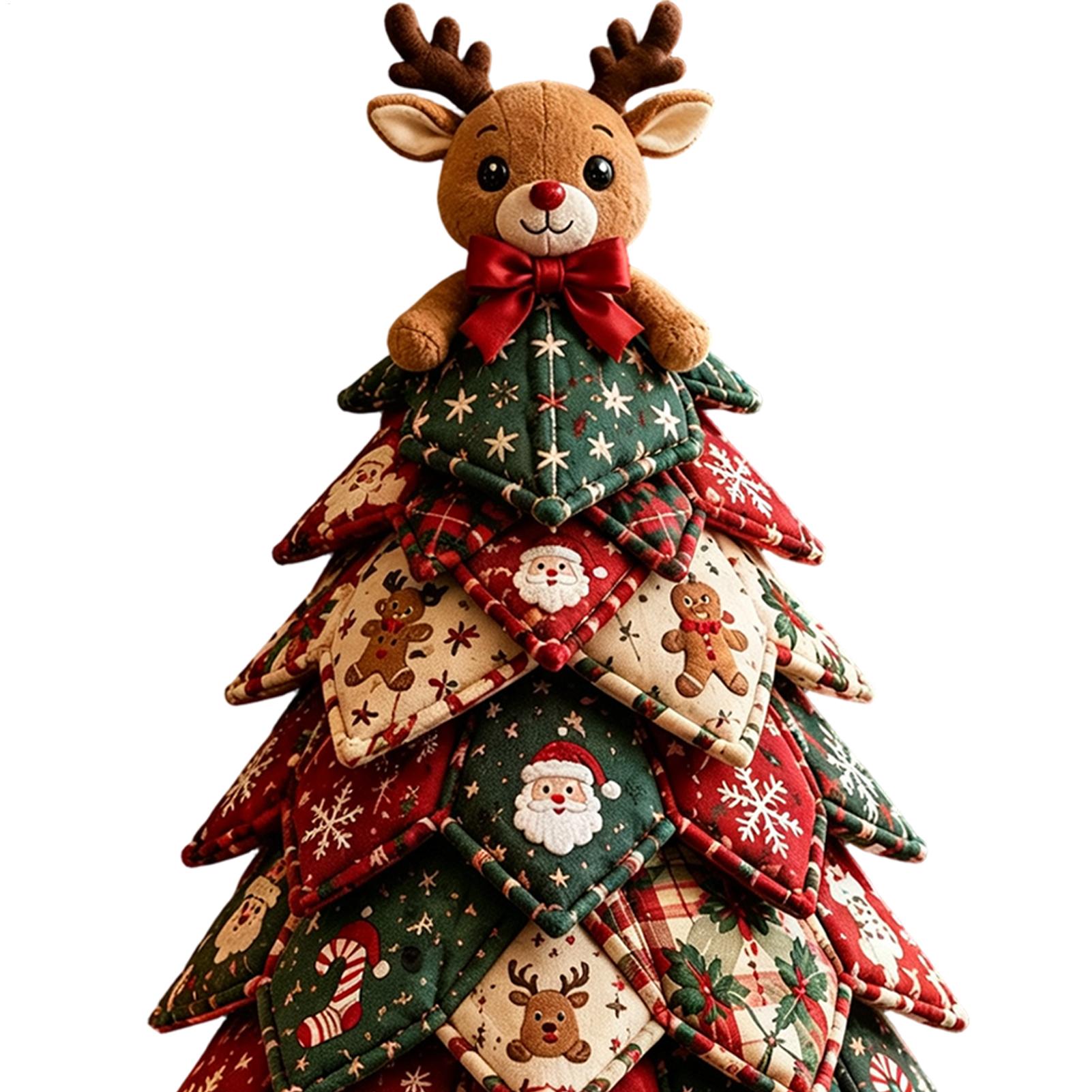 Art Craft Kits - クリスマスキルト生地ツリーキット 3Dレイヤード手作りアートクラフトセット キルティングキット 家庭の部屋、暖炉の棚、テーブル、職場用