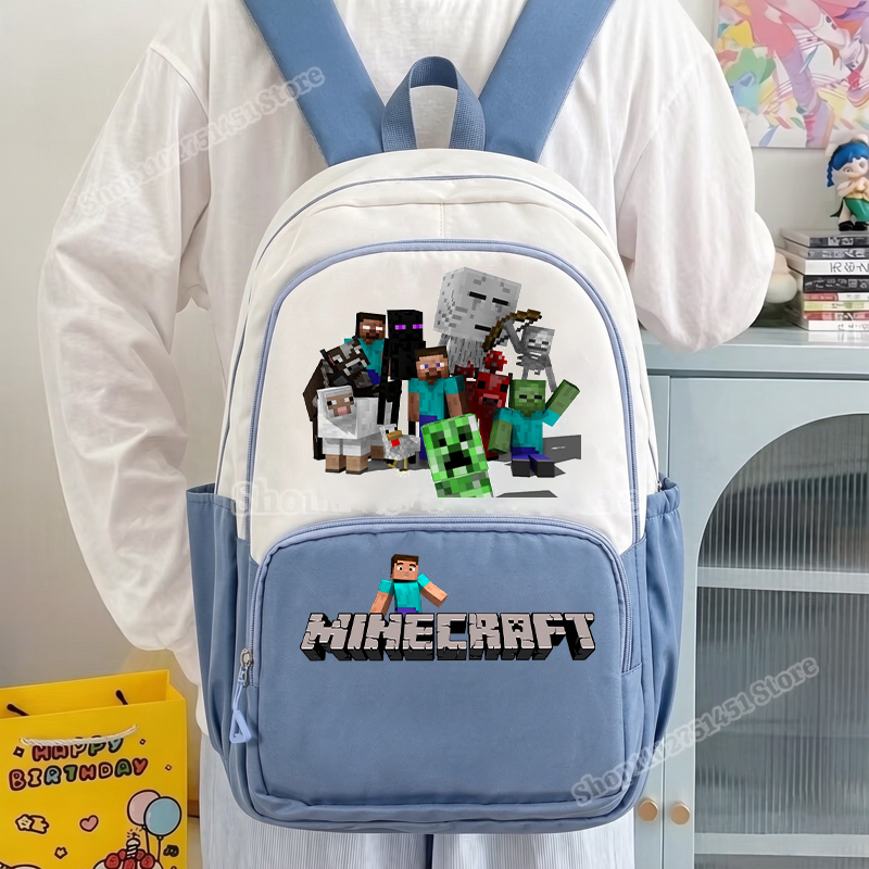 Art Craft Books - 2 個マイナークラフトスクールバッグ鉛筆ケース付き学生用アウトドアバックパック男の子女の子ブック文具収納スクールバッグギフト