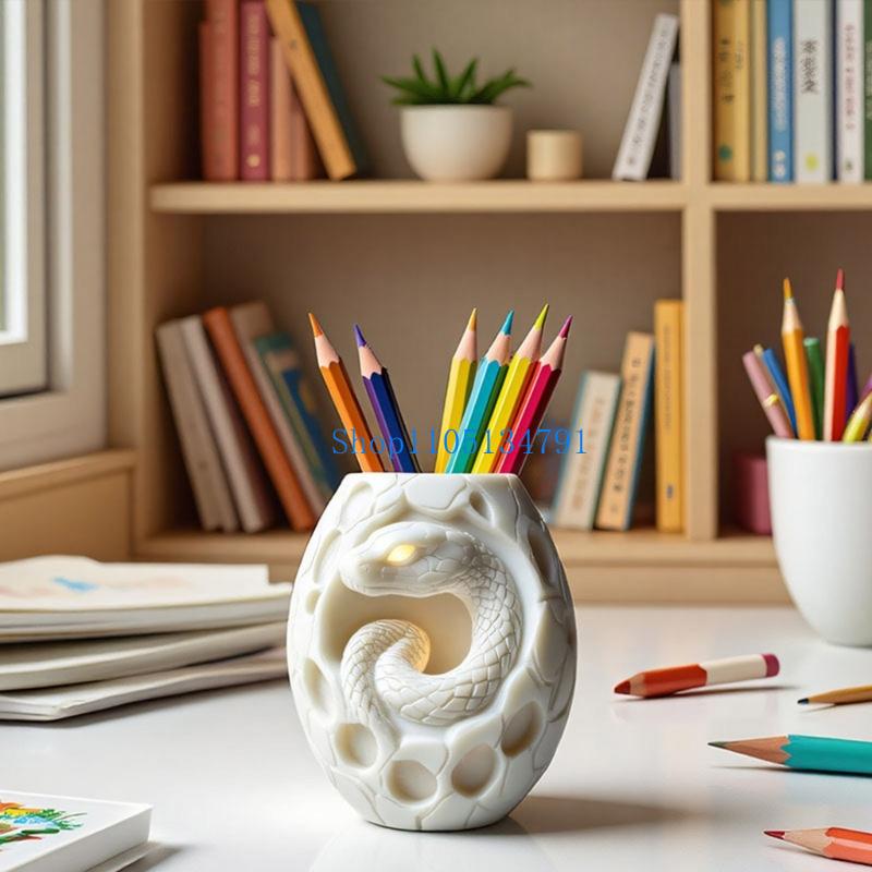 Art Craft Gift Ideas - 98kmのクリエイティブヘビパターンシリコンプランター型樹脂ジュエリーのクラフトと多肉植物の装飾用のフラワーポット型型