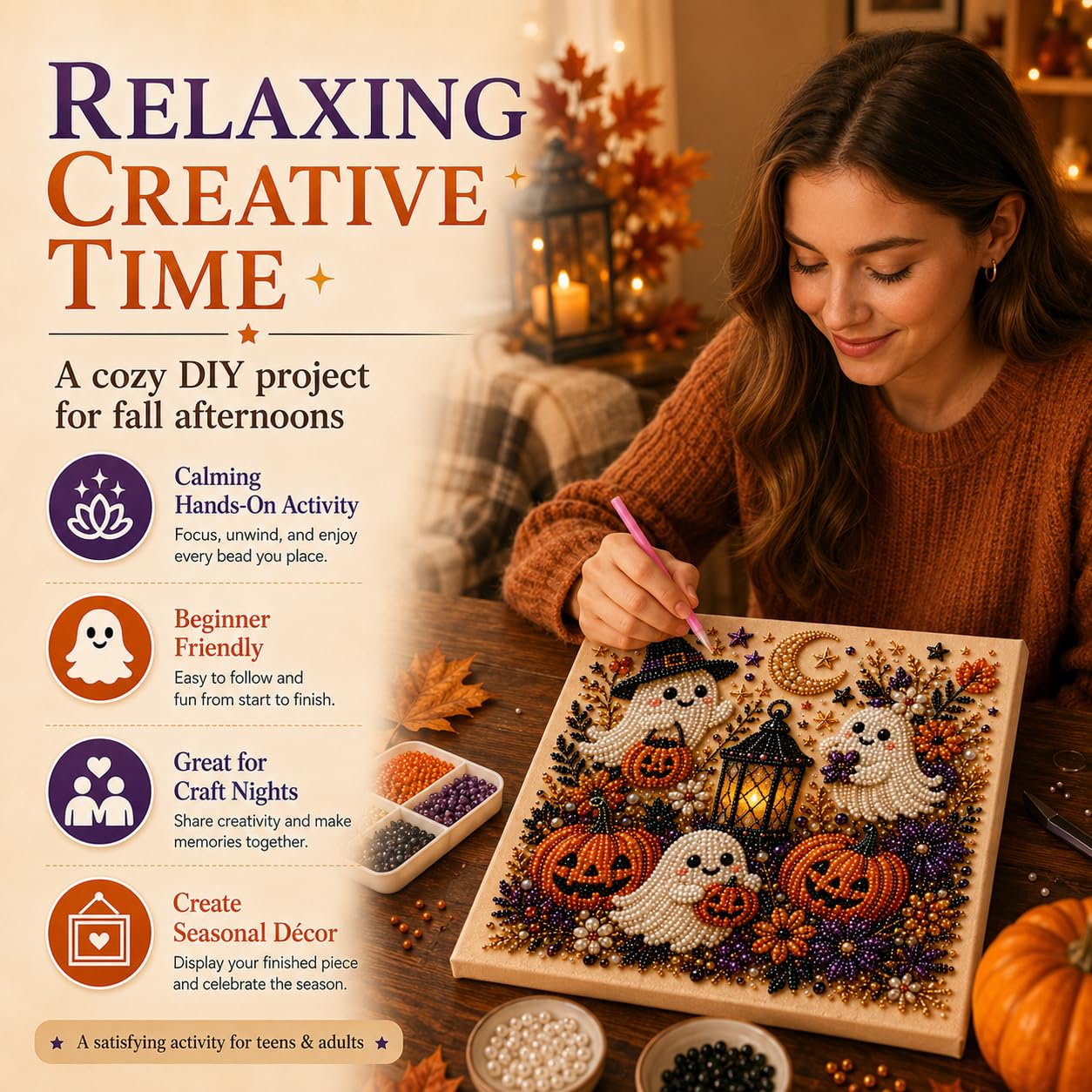 @ハロウィン ゴーストパールアートキット 大人用 DIYパー - Art Craft Animals のレビューと価格