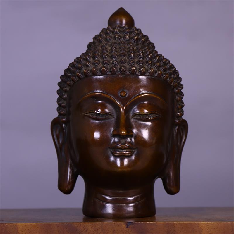 7.3インチの純銅製仏頭チベット工芸品アンティーク中国の収集 - Art Craft India のレビューと価格