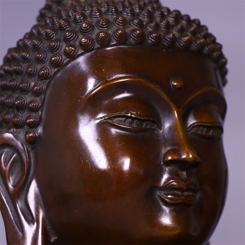 7.3インチの純銅製仏頭チベット工芸品アンティーク中国の収集 - Art Craft India のレビューと価格