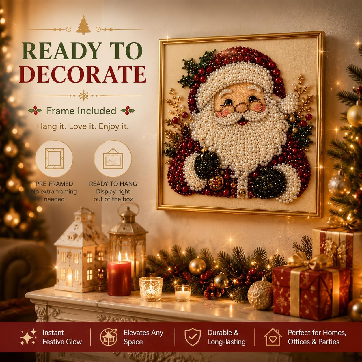 DIYクリスマスパールダイヤモンドペインティングアートキット - Art Craft Adult のレビューと価格