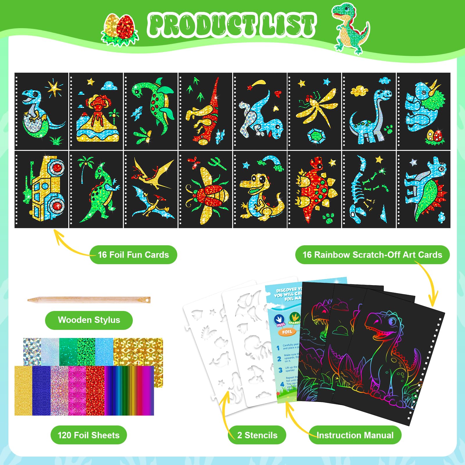 恐竜スクラッチアートブック 子供用 ホイルとスクラッチアート - Art Craft Books のレビューと価格