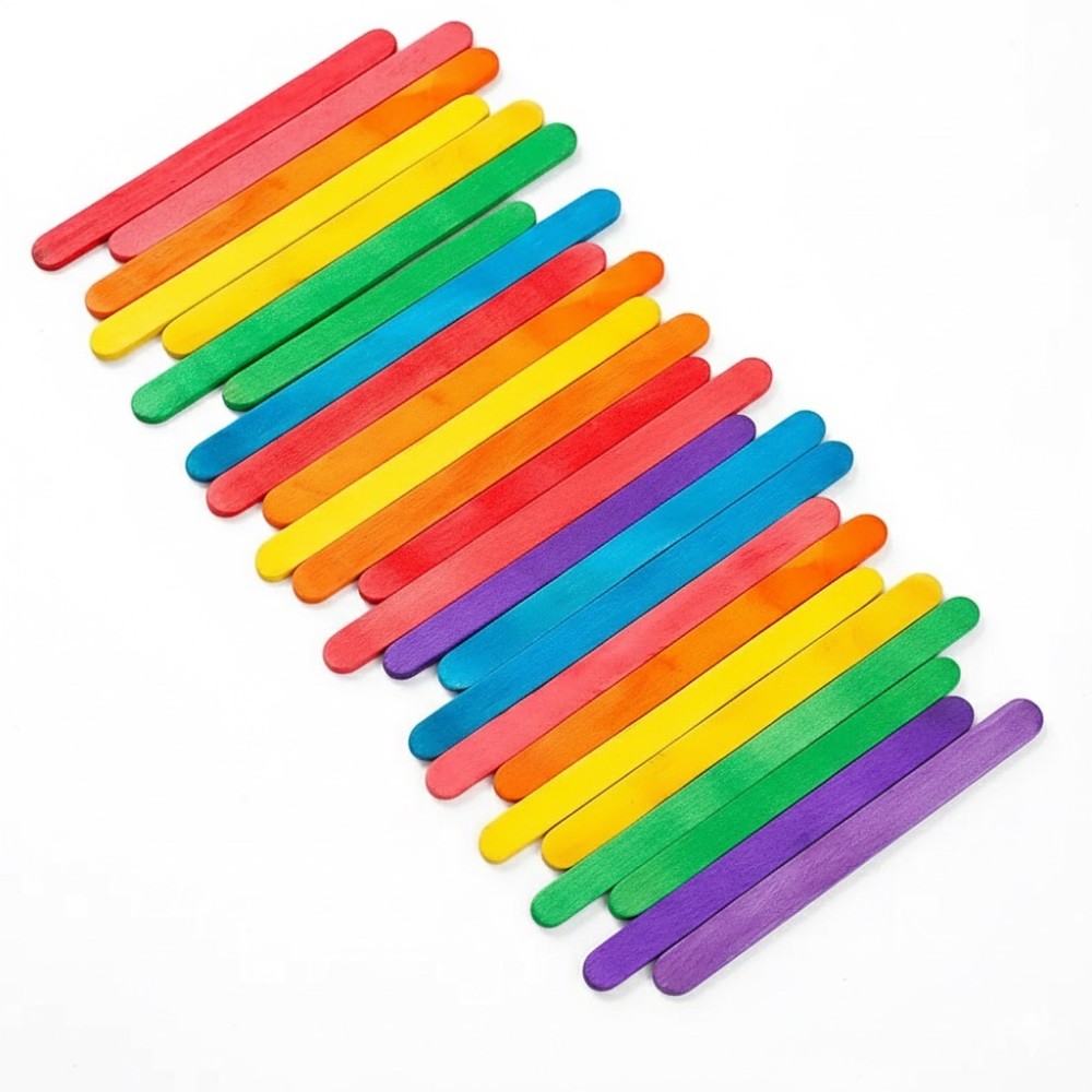 50本のカラフルな木製アイスキャンディースティック、アイスク - Art Craft Stick のレビューと価格