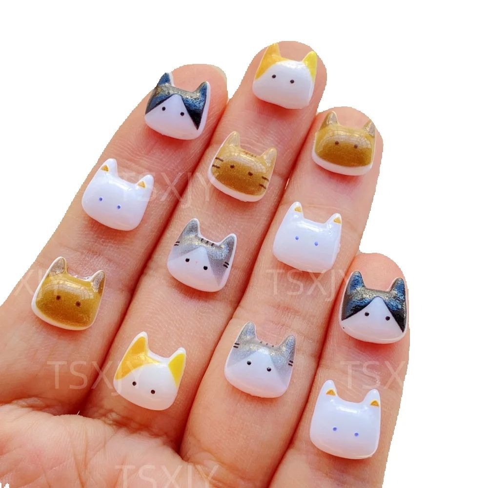 50個入り 可愛いミニ漫画風動物子猫ネイルアートフラットバッ - Art Craft Easter のレビューと価格