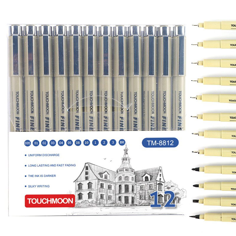 12色チップピグメントライナー マイクロンインクマーカーペン - Illustration Marker Set のレビューと価格