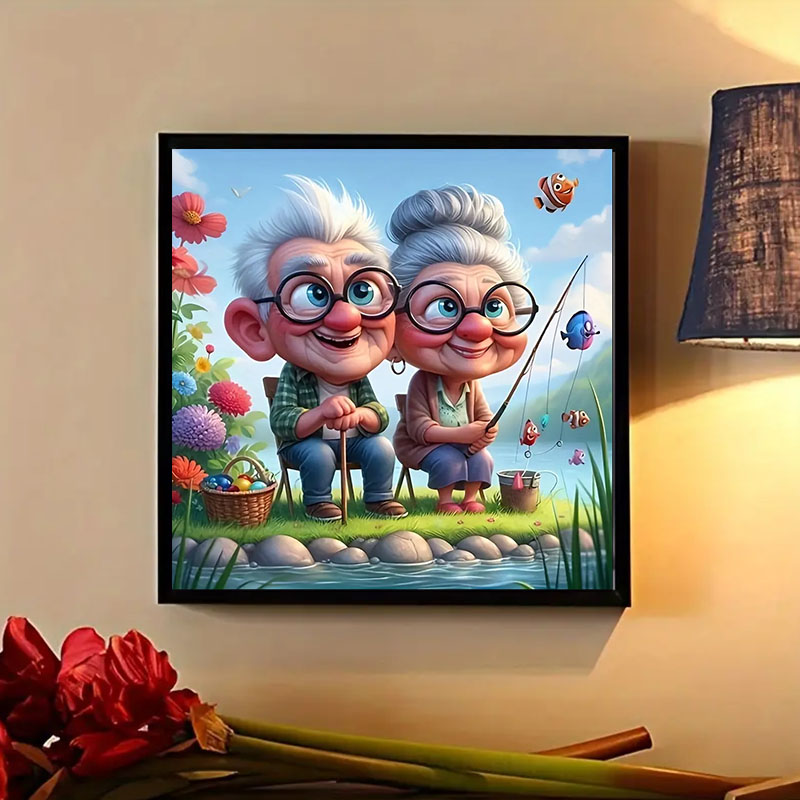 祖父母釣りダイヤモンドペインティングセット、DIY大人用フル - Art Craft Adult のレビューと価格