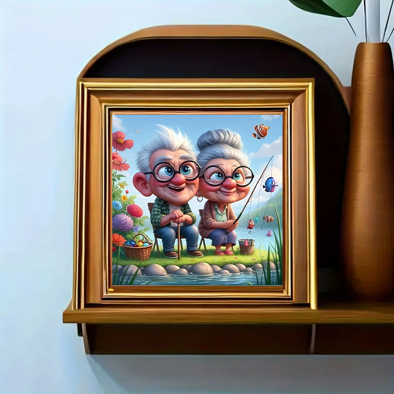 祖父母釣りダイヤモンドペインティングセット、DIY大人用フル - Art Craft Adult のレビューと価格