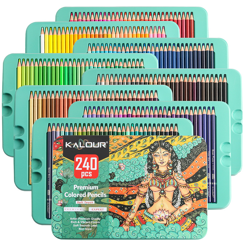 KALOUR 240色高級鉄製ボックス耐衝撃色鉛筆セット、ア - Colored Pencil Professional のレビューと価格