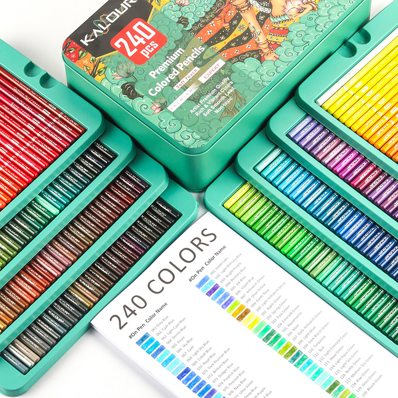 KALOUR 240色高級鉄製ボックス耐衝撃色鉛筆セット、ア - Colored Pencil Professional のレビューと価格
