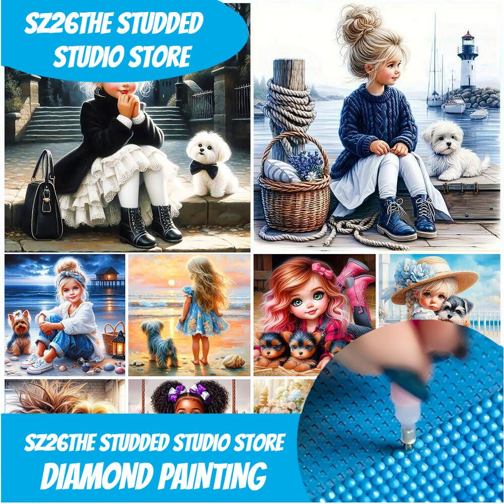 Sz26 スタッズ付きDIYダイヤモンドモザイク肖像画 女の - Art Craft Animals のレビューと価格
