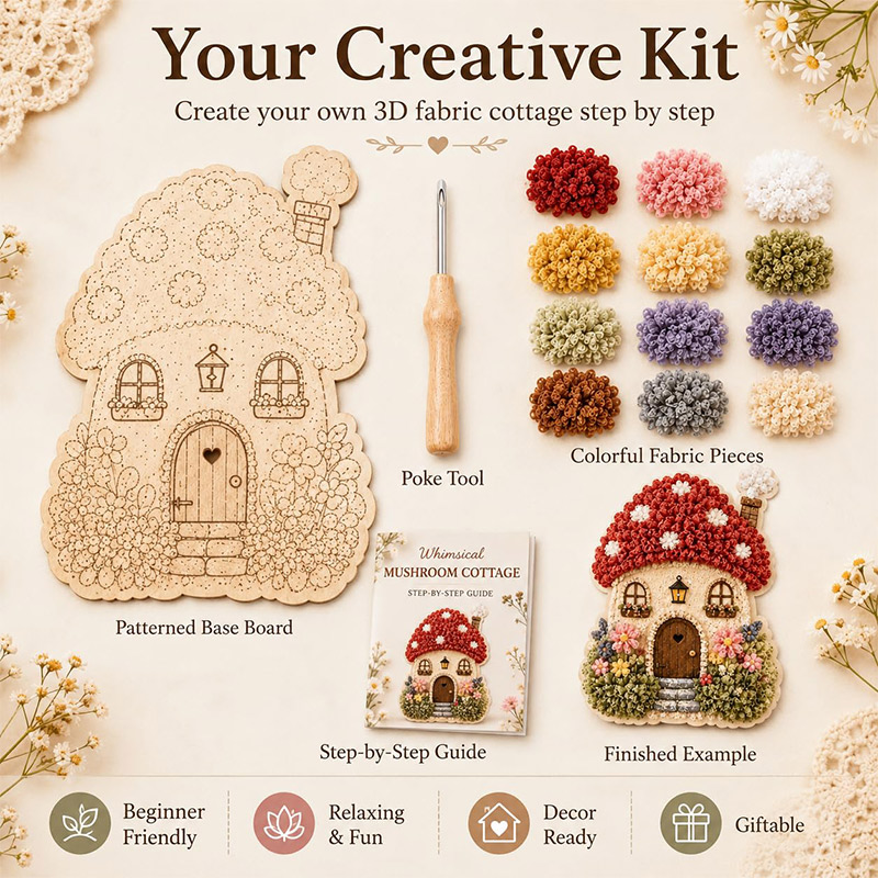 3Dマッシュルームハウス ポケアート DIYキット 布製パン - Art Craft Us のレビューと価格