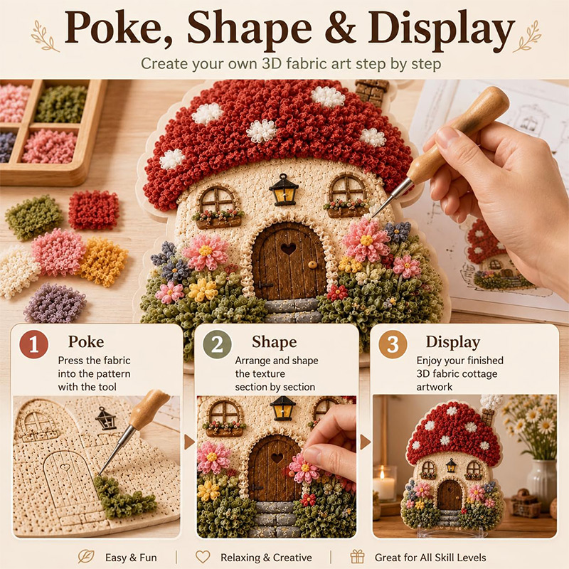3Dマッシュルームハウス ポケアート DIYキット 布製パン - Art Craft Us のレビューと価格