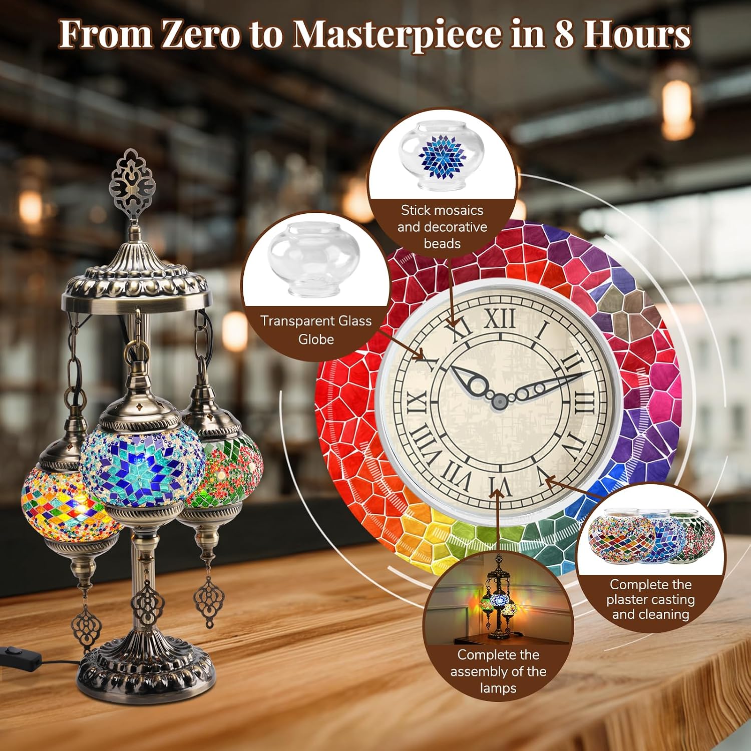 DIY 3グローブトルコモザイクランプキット、高さ23インチ - Art Craft Us のレビューと価格