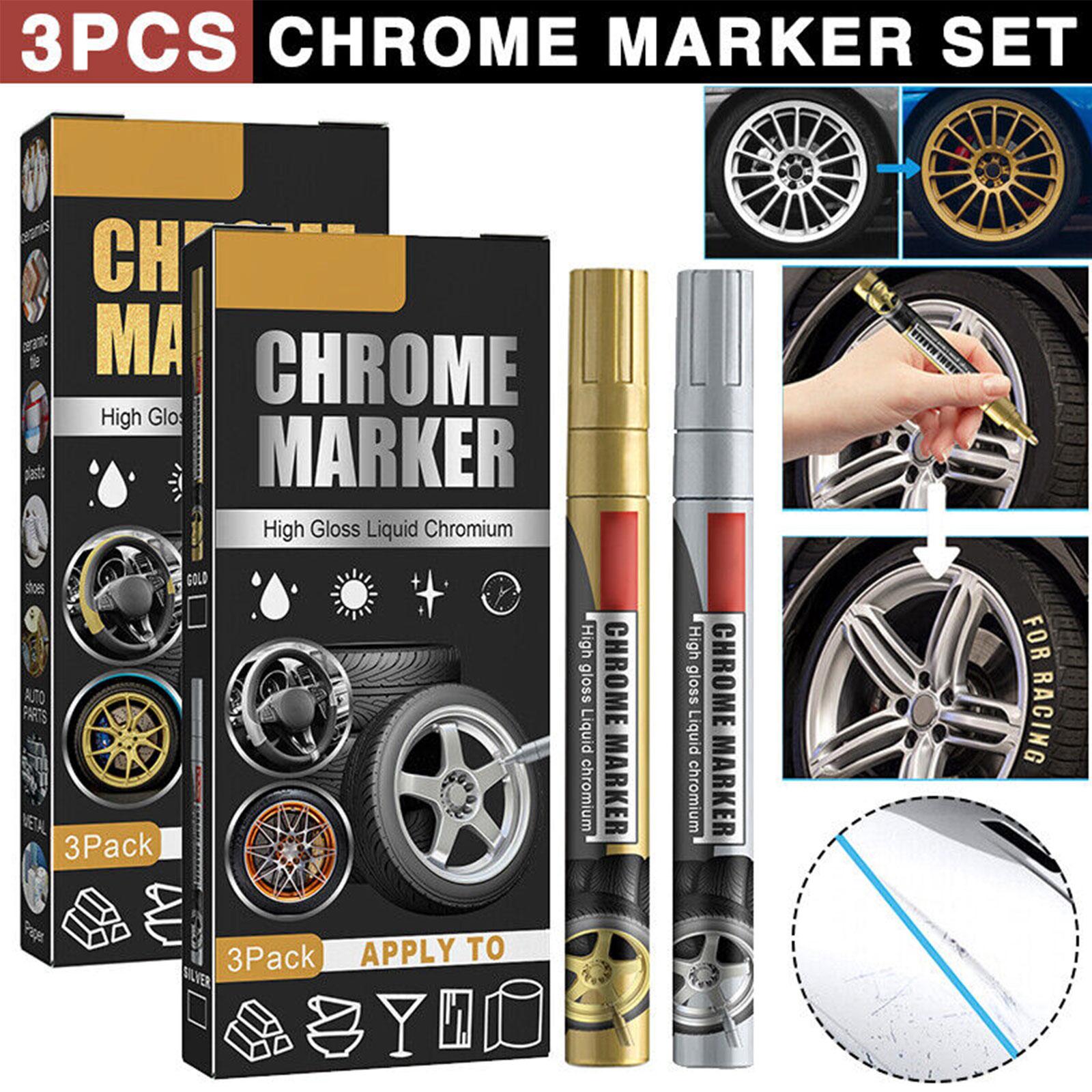 3本セット クロームマーカーペン 車 DIY 油性塗料 メタ - Illustration Marker Set のレビューと価格