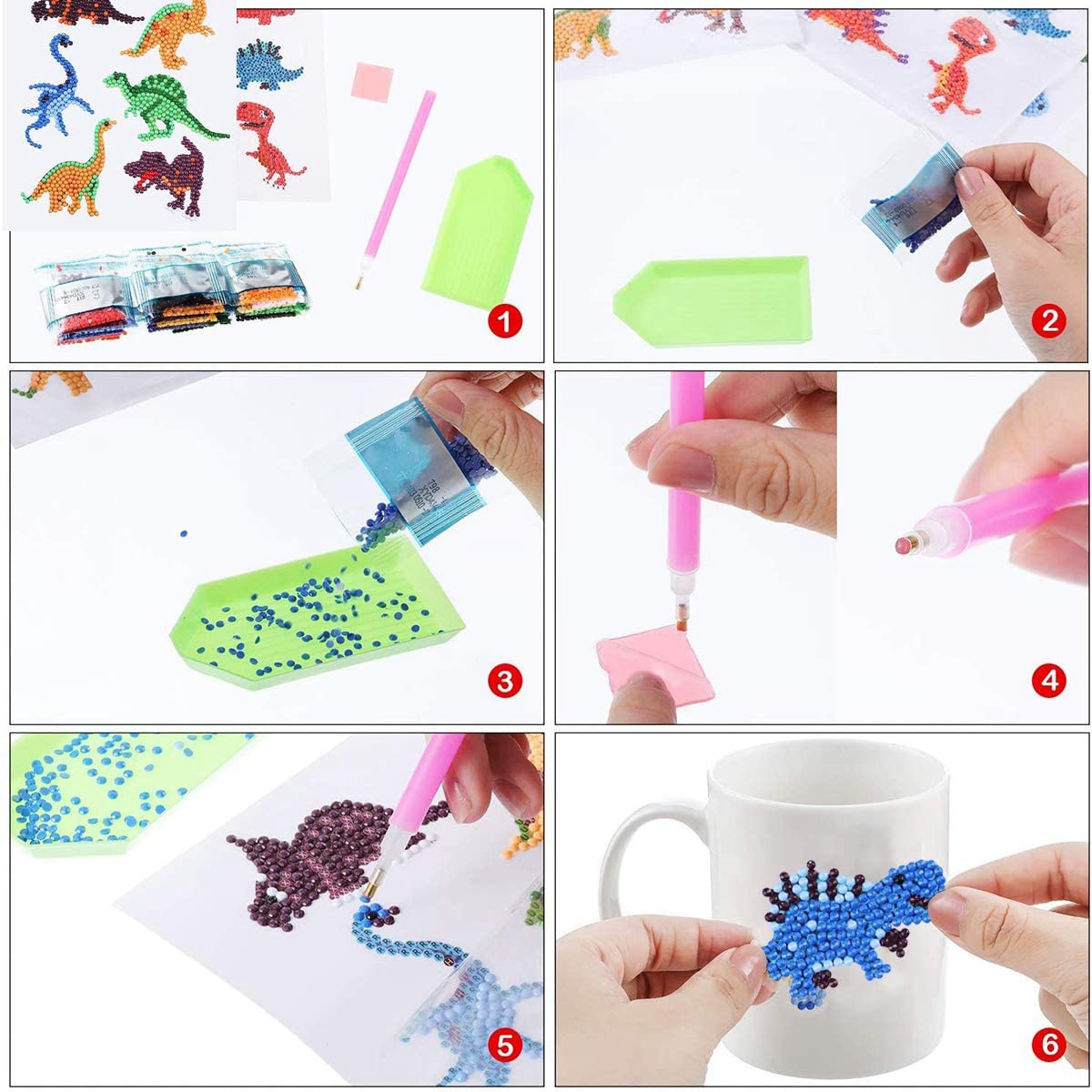 AEE6-子供用5Dペイント絵画セット、DIY動物ペイントス - Art Craft Animals のレビューと価格