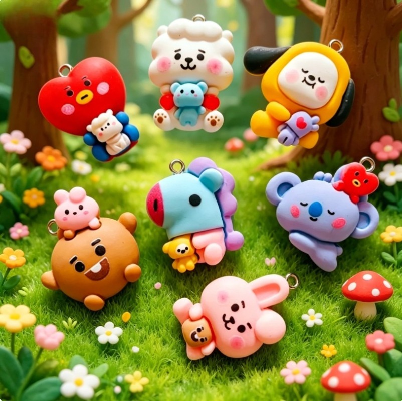 7 個 BT21 樹脂漫画チャーム DIY アクセサリークラ - Art Craft Materials のレビューと価格