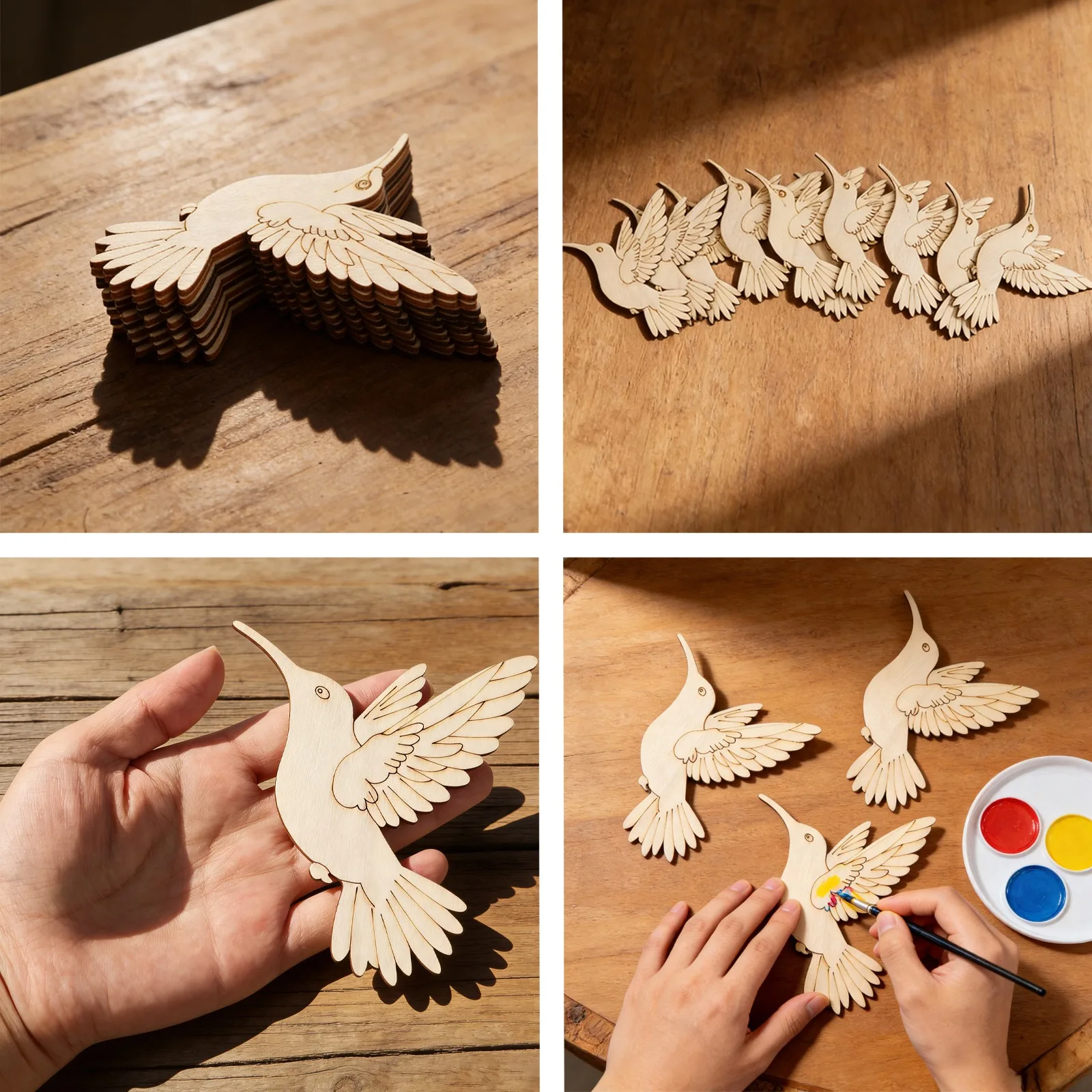 10個入り未完成木製動物鳥の切り抜き、木製吊り下げ飾り用木製 - Art Craft Us のレビューと価格