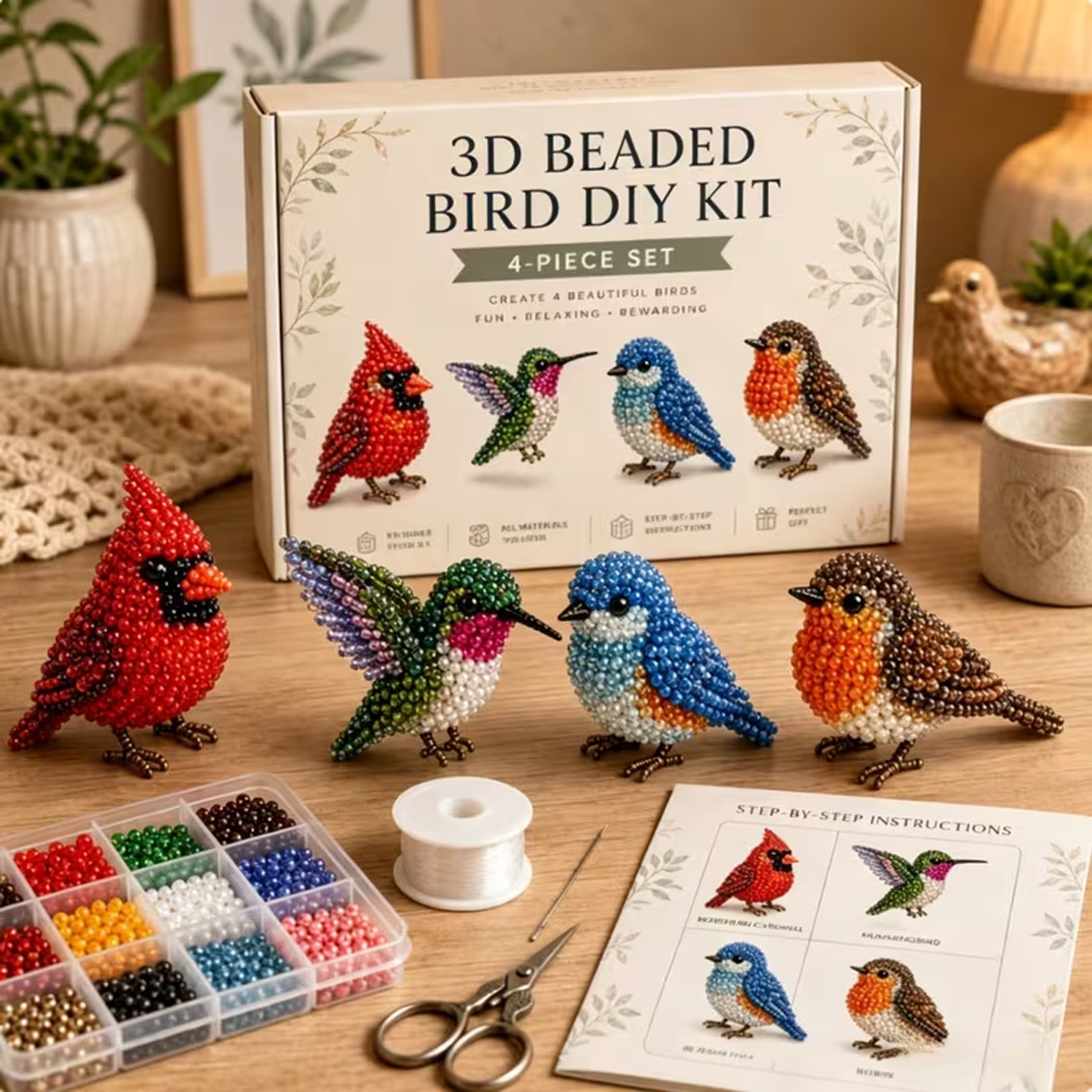 ミニ3Dビーズ動物DIYキット、カラフルなビーズと説明書付き - Art Craft Animals のレビューと価格