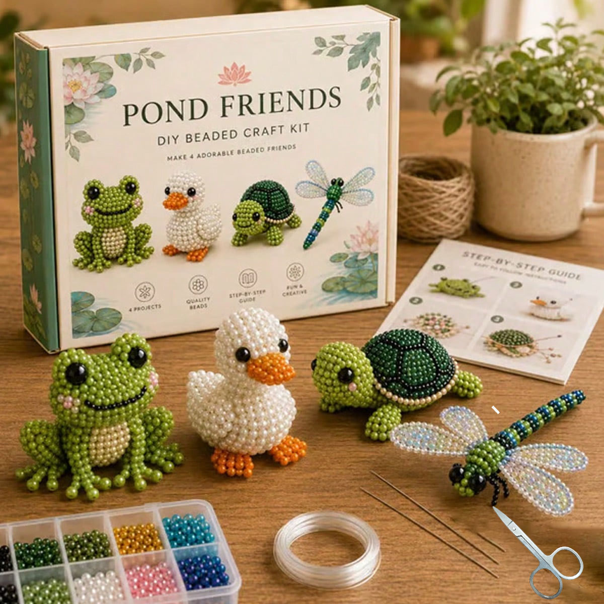 ミニ3Dビーズ動物DIYキット、カラフルなビーズと説明書付き - Art Craft Animals のレビューと価格
