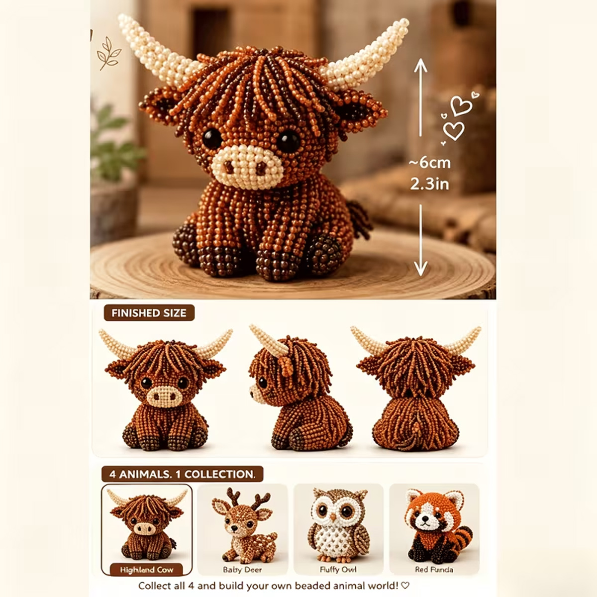 ミニ3Dビーズ動物DIYキット、カラフルなビーズと説明書付き - Art Craft Animals のレビューと価格
