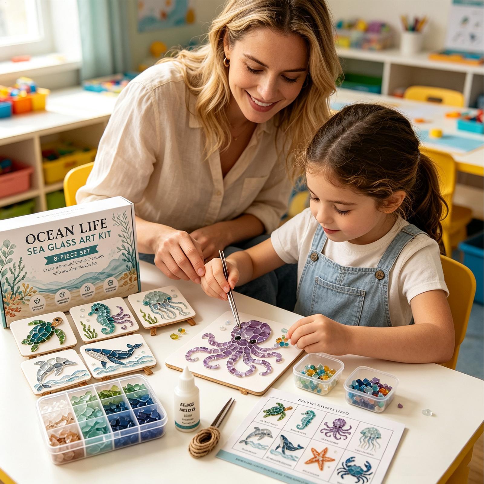 1個入り オーシャンライフ シーグラスモザイクアート DIY - Art Craft Animals のレビューと価格