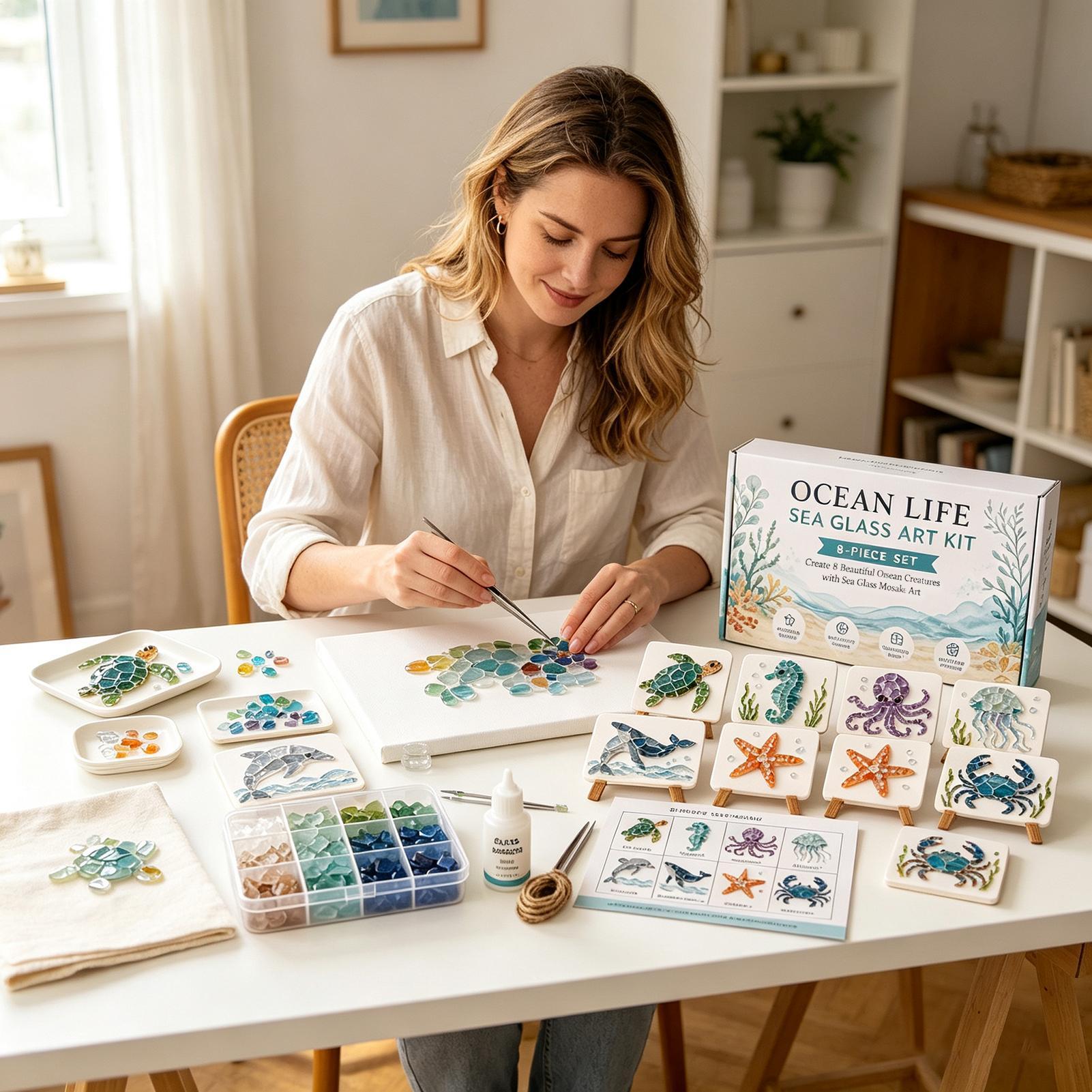 1個入り オーシャンライフ シーグラスモザイクアート DIY - Art Craft Animals のレビューと価格