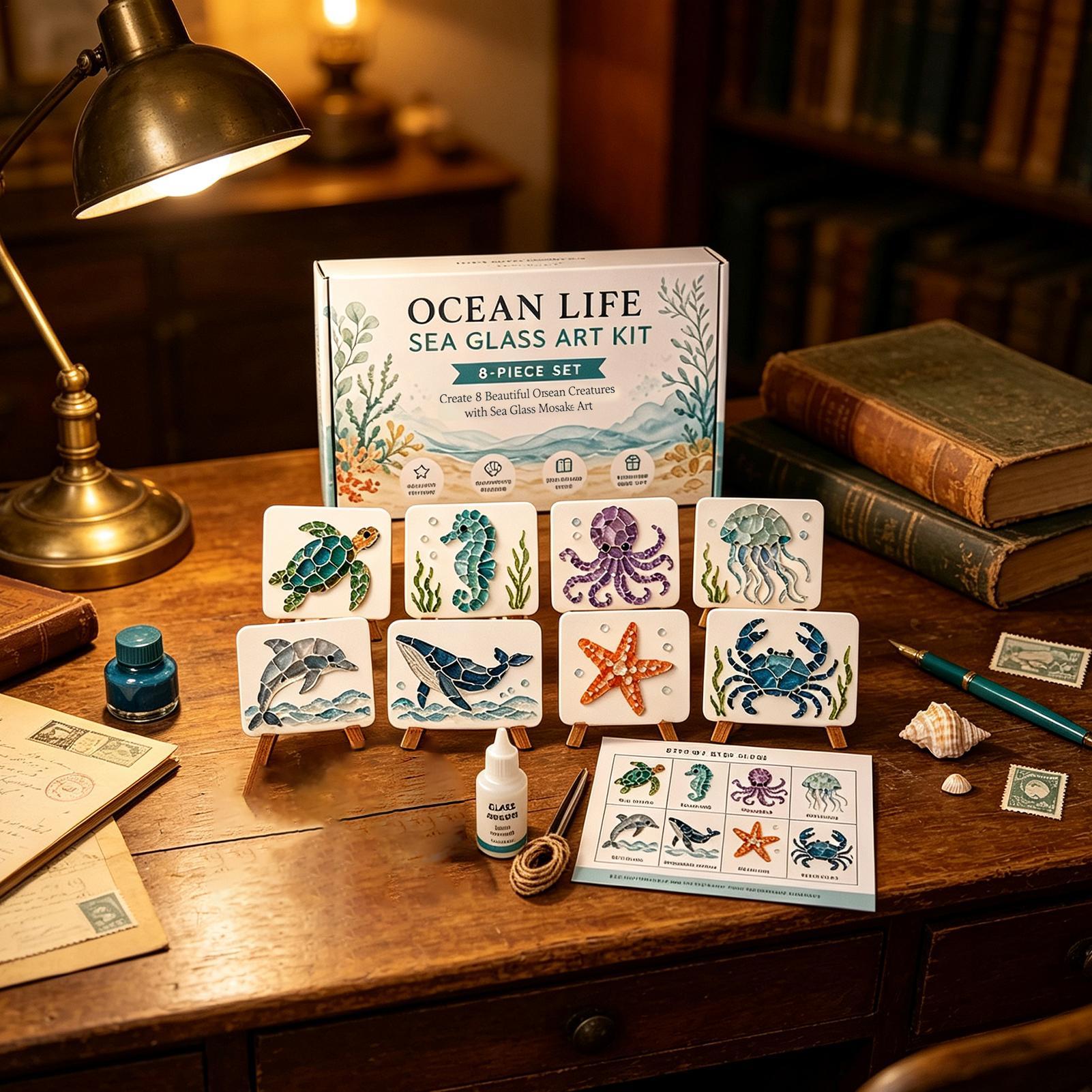 DIYクラッシュグラスアートキット、海岸のシーグラスモザイク - Art Craft Animals のレビューと価格